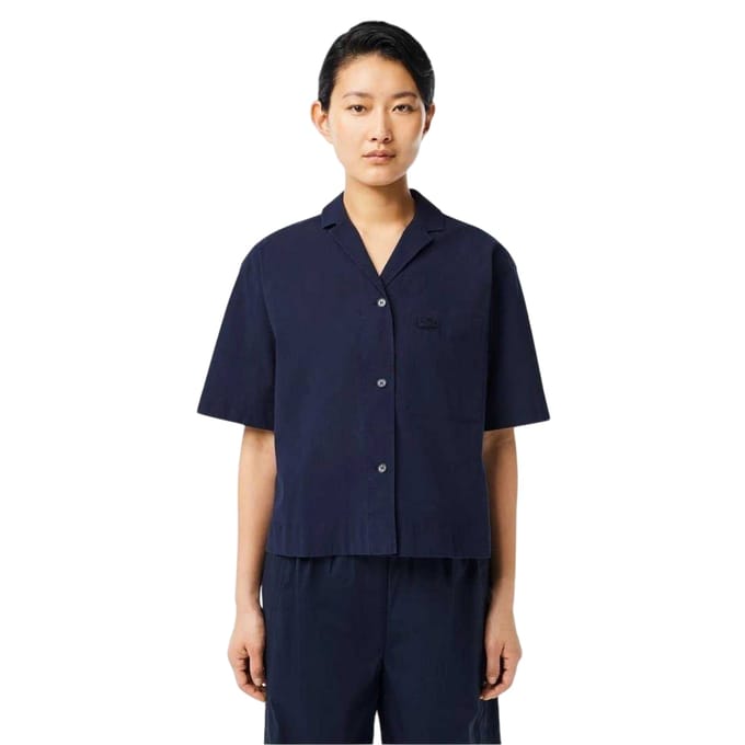 Lacoste Dames-shirt met borduursel en relaxte pasvorm (Marineblauw)