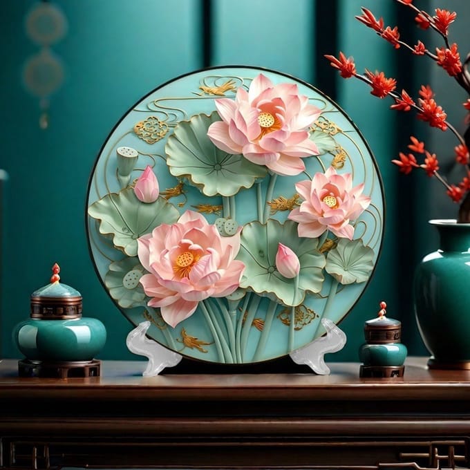 Bureaudecoraties / entreeversieringen / ronde borddecoraties lotus 30CM