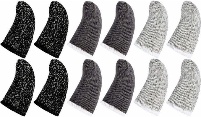 BukkitBow - Duim Sleeve - Gaming Fingersleeves - Touchscreen Vingerhoesjes met Grip - 10 Paar - Grijs & Zwart