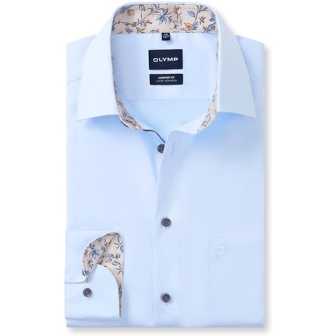 OLYMP Luxor Overhemd, Comfort Fit, New Kent, Hemelsblauw