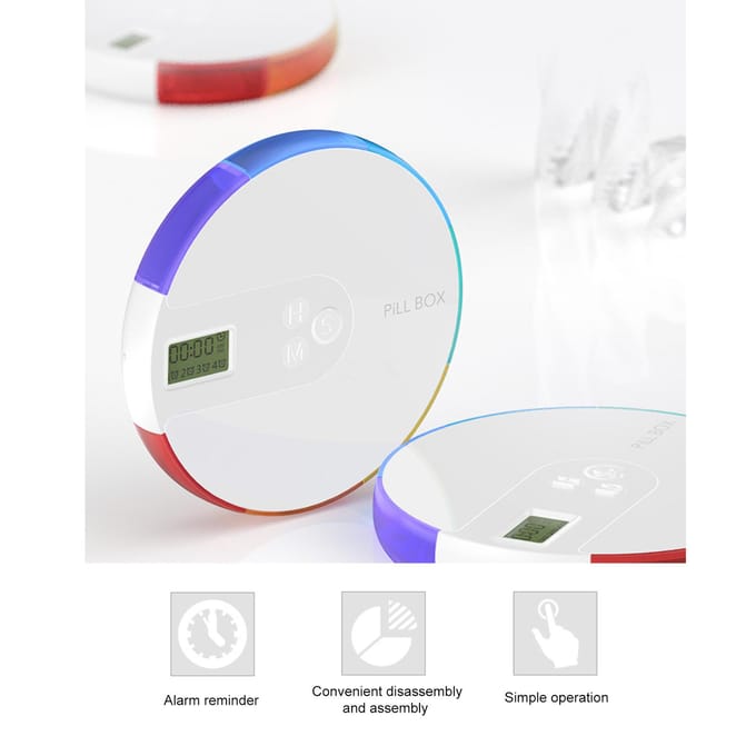 Pilulier électronique avec rappel intelligent Portable 7 compartiments Organisateur de pilules hebdomadaire avec minuterie 1224 multicolore