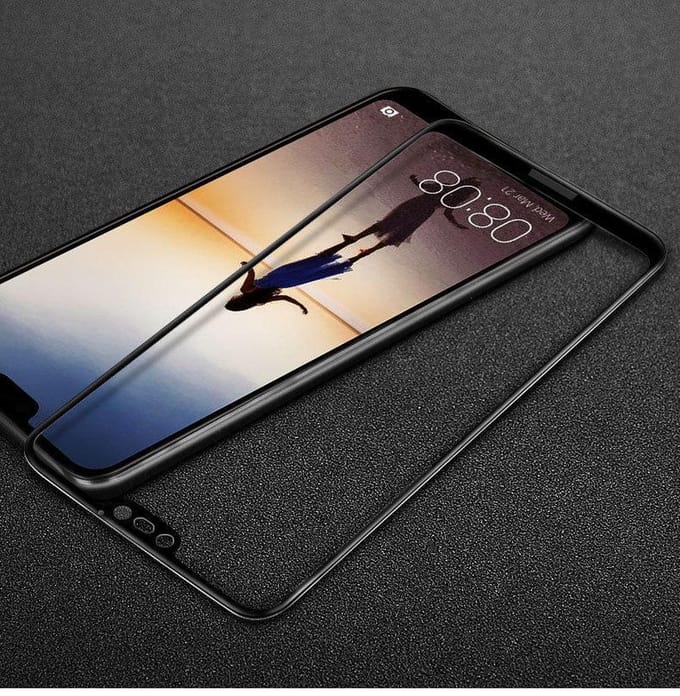 3D Full Cover 9H Anti-Blue Light Screen Protector with Soft Carbon Fiber Edge for Huawei P20 _ Black