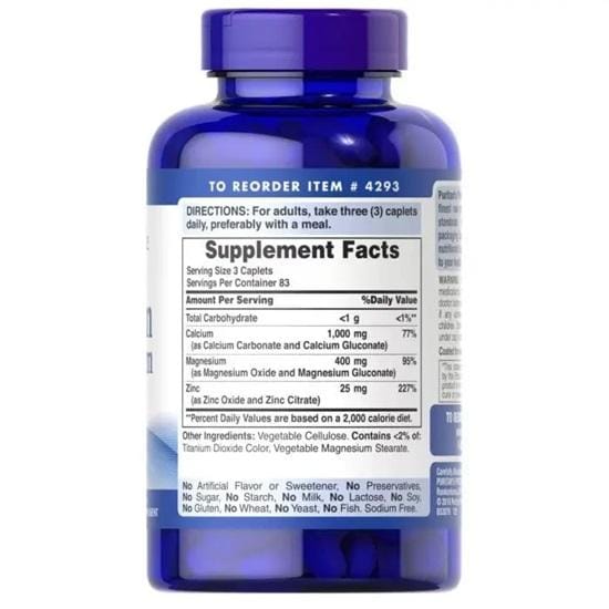Puritan's Pride - Gechelateerd Calcium Magnesium Zink 100  Caplets