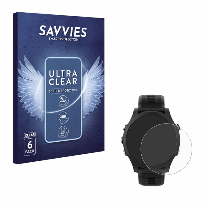 Savvies - Screenprotector voor Garmin Forerunner 935 - Folie Beschermfolie transparant 6 Stuks