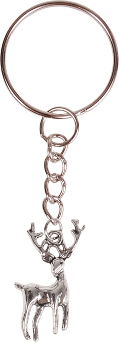Sleutelhanger - Hangertje Hert zilverkleurig 3x2cm