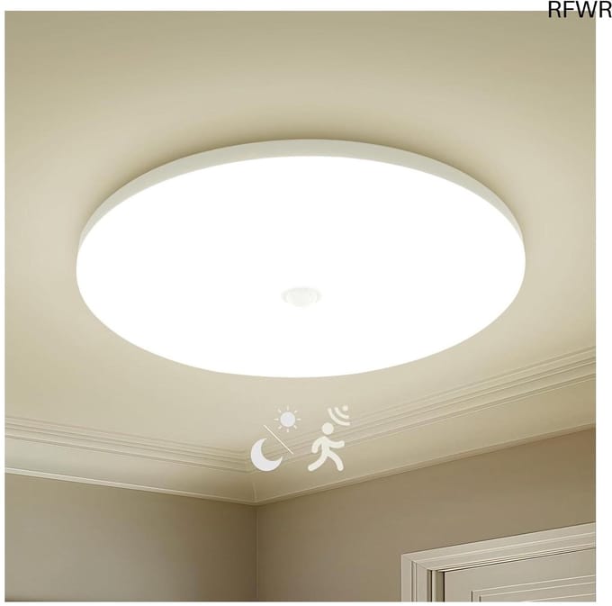 Moderne LED-plafondlamp met Bewegingssensor en Schemersensor - Ø30cm 4000K Koelwit voor Gangen en Trappen