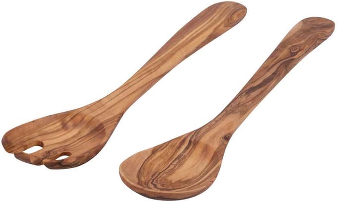 OVAL - Pure Olive Wood Slabestek 2-delig 30 cm