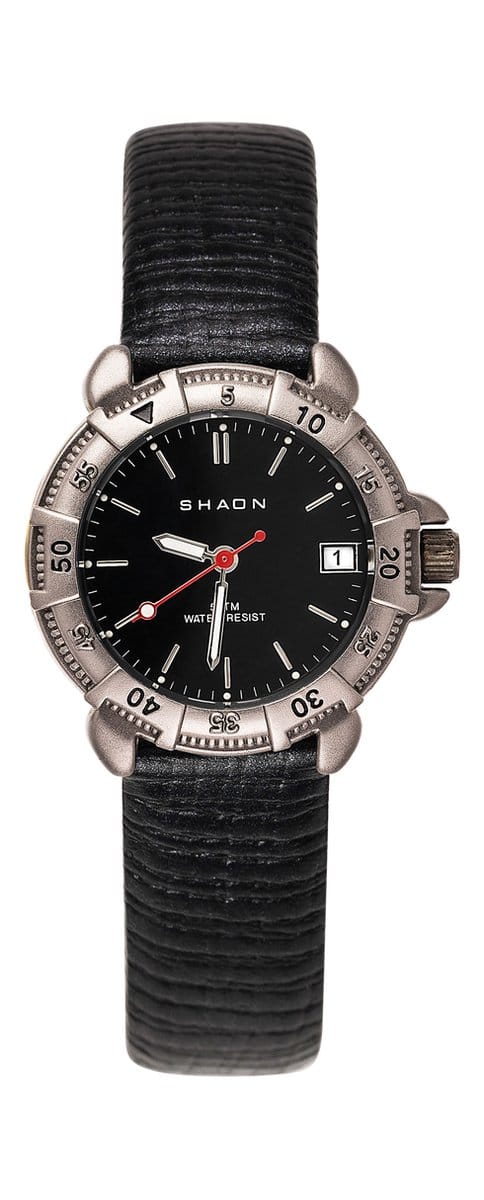 Shaon 22-1100-44 Horloge - Kunstleer - Zwart - Ø 32 mm