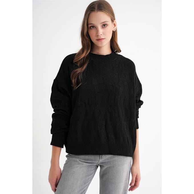 Geribbeld Brei Pullover Trui met Haar Vlechtpatroon