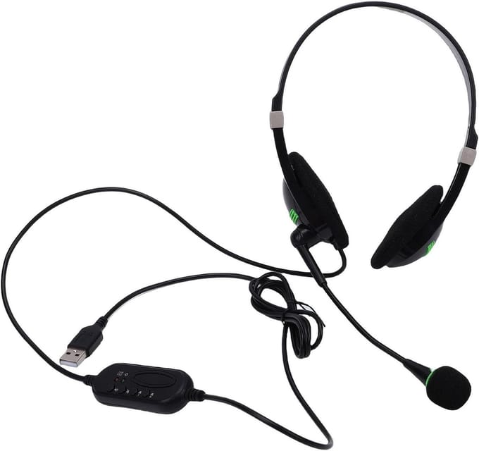 USB Headset - PC Headset Computer Headset - Online Vergaderen - Ruisonderdrukkende Microfoon - 70 gram - Zwart