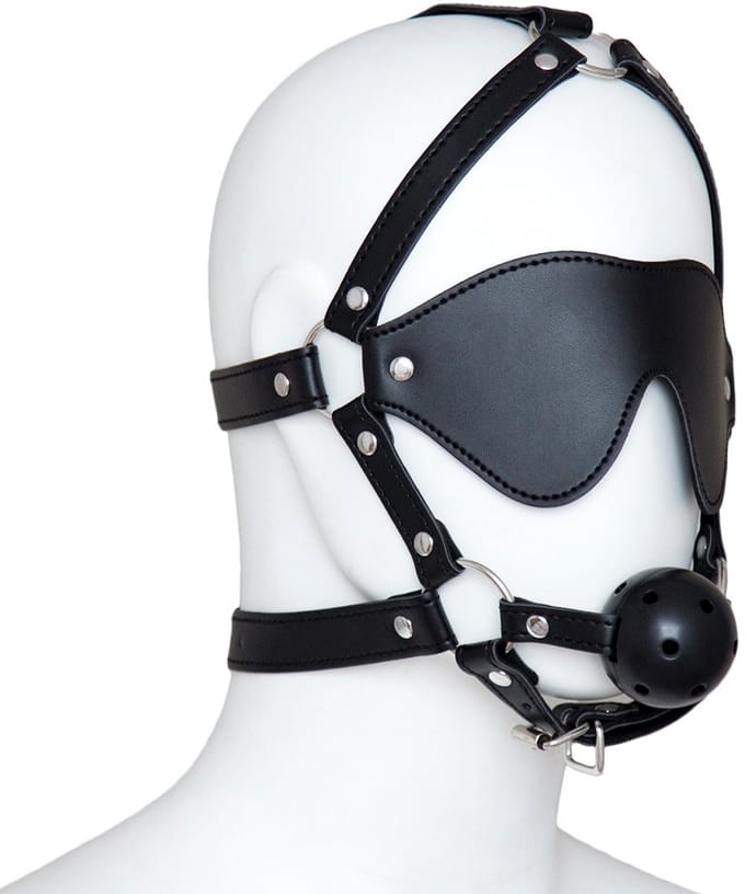 Fixxx - Blinddoek met Ball Gag - Verstelbaar - PU-Leer - Zwart