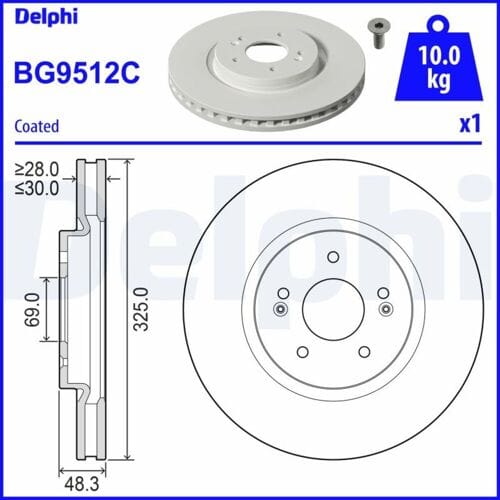 Remschijf DELPHI BG9512C, 1 stuk