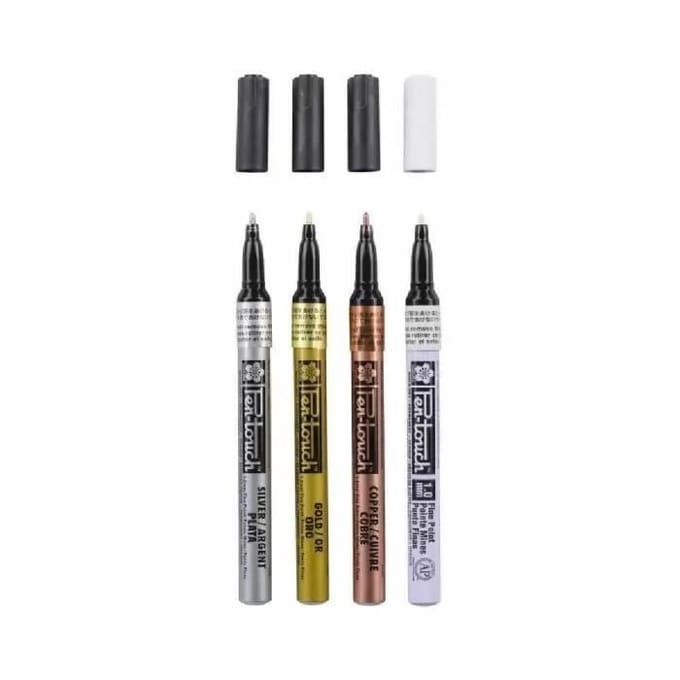 Sakura Pen-Touch Fijn set Metallic + White | 4 colours