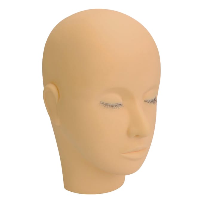 Wimperverlenging Mannequin Hoofd 3 Laags Wimpers Make-up Schoonheid Siliconen Oefen Training Pophoofd lichtbruine kleur