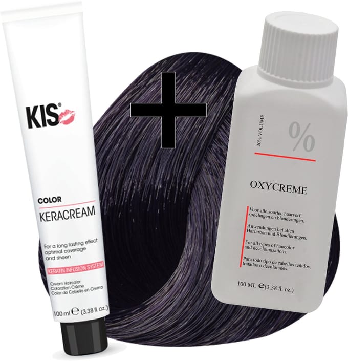 KIS haarverfset - 2C Donker cassis  - haarverf & waterstofperoxide