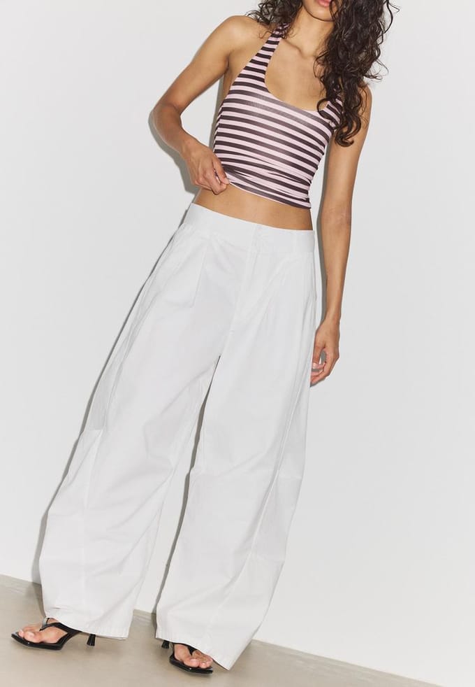 Stradivarius Barrel-broek van 100% katoen  Wit 38
