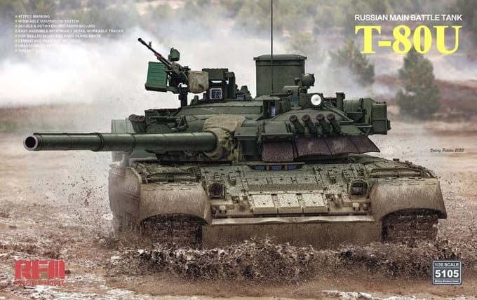 Rye Field Model Modelbouwpakket Militaire voertuigen - 5105 T-80U - Russian Main Battle Tank Plastic - 1:35 - Modelbouw