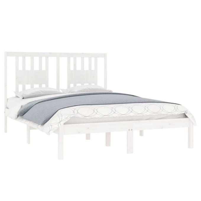 vidaXL - Bedframe - massief - grenenhout - wit - 140x190 - cm