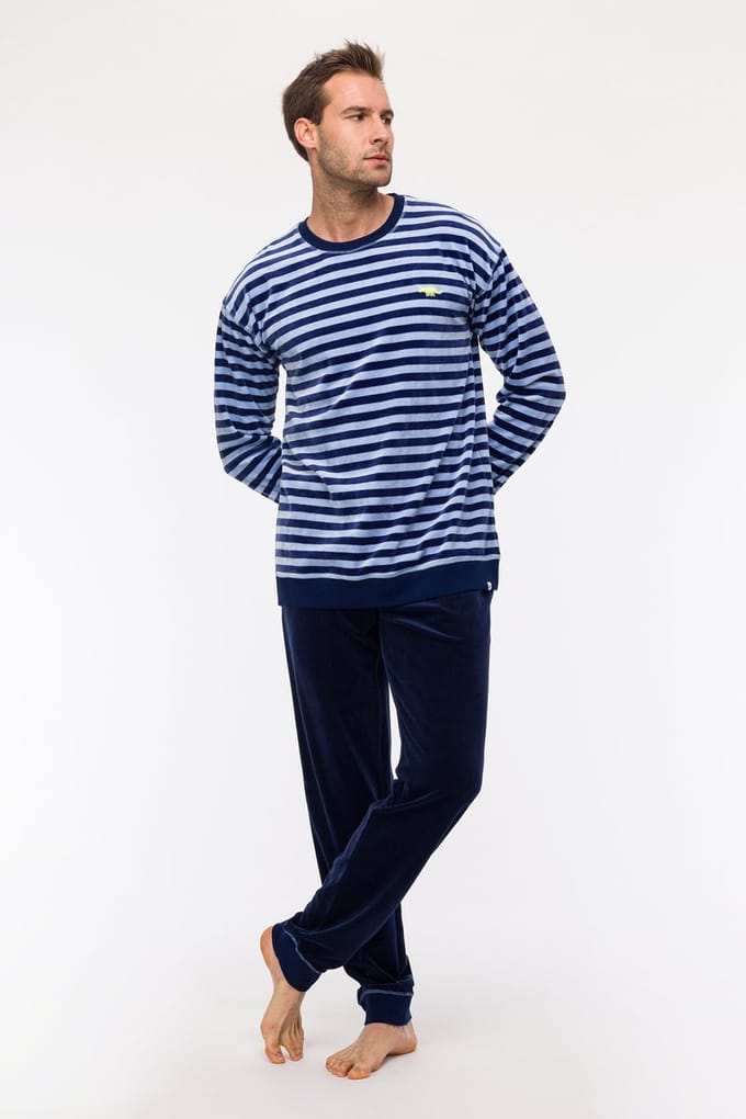 Woody - Jongens/Heren Pyjama - Blauw Gestreept