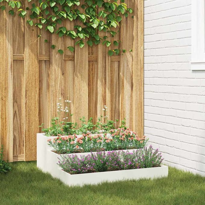 vidaXL - Plantenbak - Wit - 90 - x - 90 - x - 35 - cm - Koudgewalst - staal
