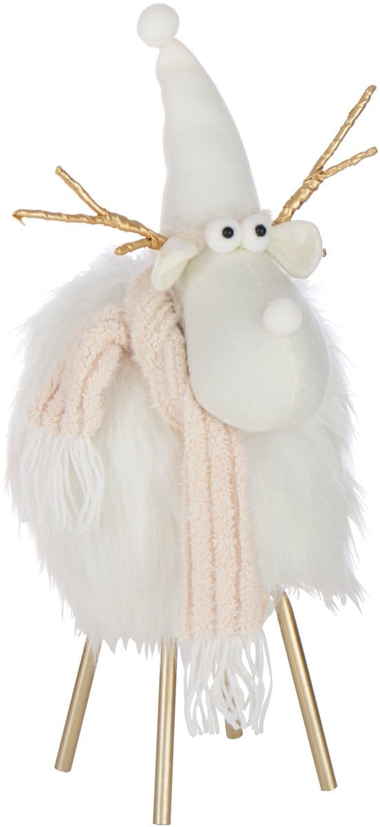 J-Line figuur Rendier - polyresin - wit/beige - medium
