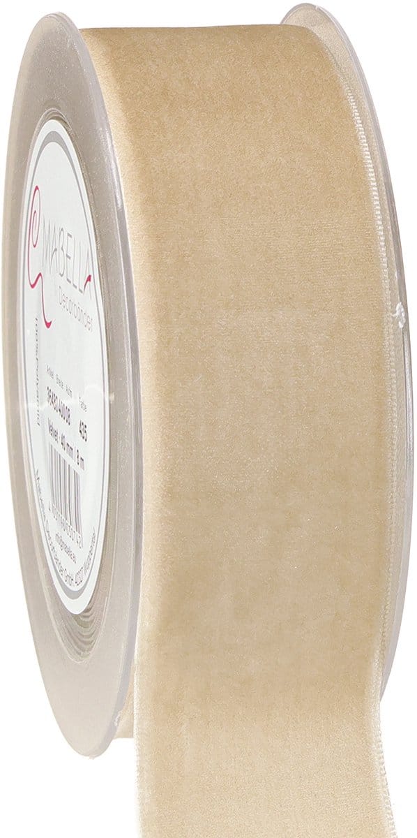 Fluwelen lint decoratief lint fluwelen cadeaulint beige 40mm 8m