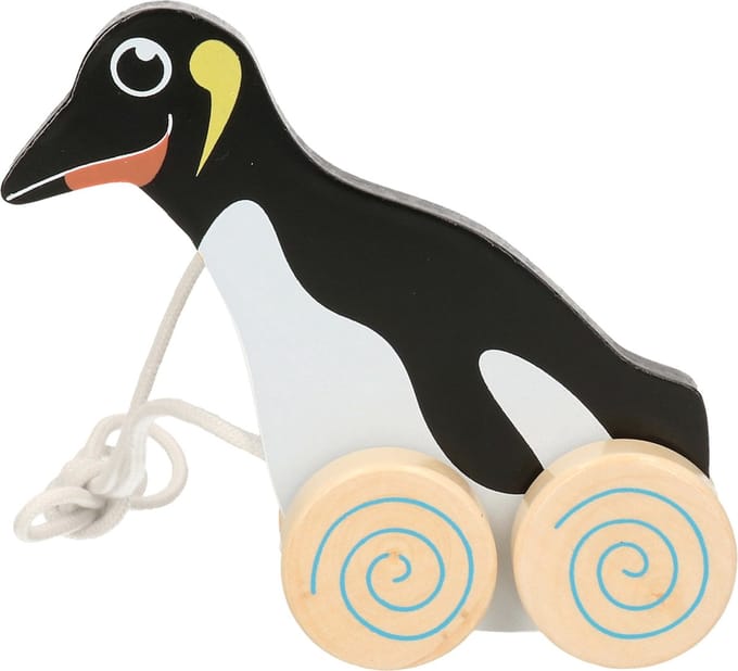 Nature planet - trekdiertje pinguÃ¯n - 1x - multi kleur - hout -15 x 12 cm