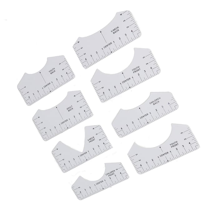 9-delige Uitlijningsliniaalset Centreergids Contourontwerp DIY T?Shirt Rond?Hals V?Hals Naaimeter white