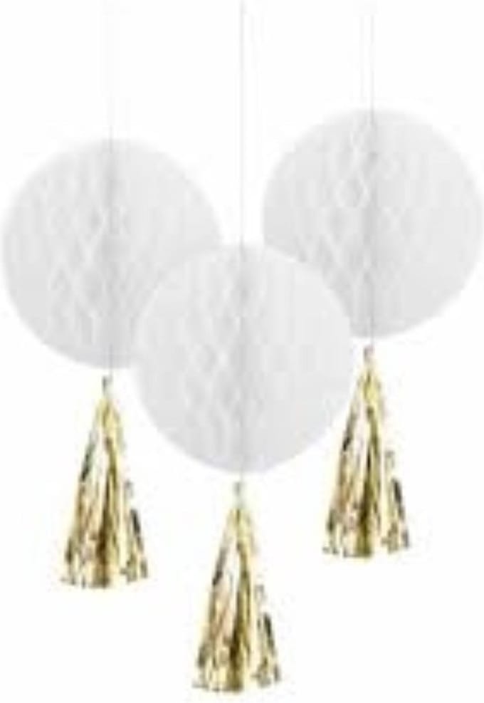 Honeycomb decoratie rond met tassel