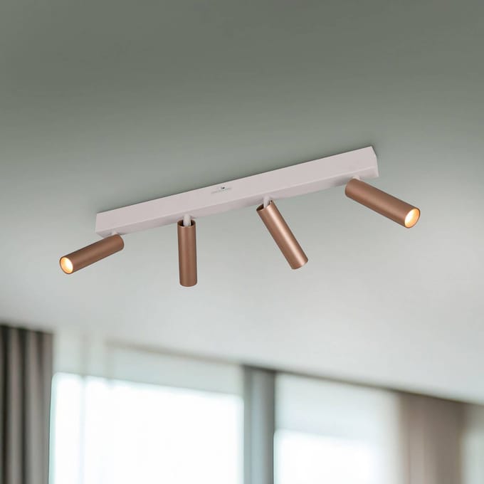Trio Lighting LED plafondspot Ambala, lengte 65 cm, grijs/bruin, 4-lamps.