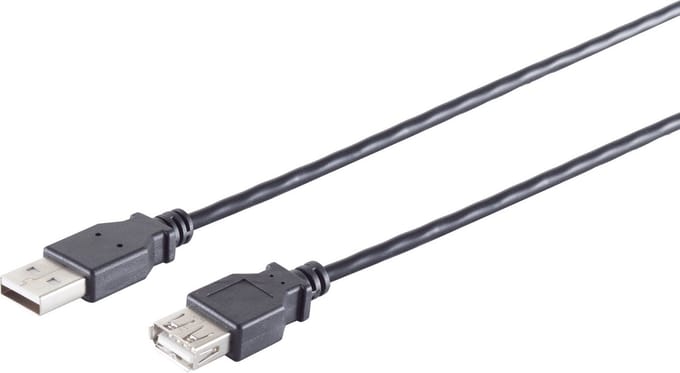 USB-A verlengkabel | USB2.0 | 2,5W | zwart | 3 meter