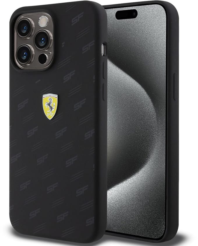 Ferrari Back cover - iPhone 15 Plus & 14 Plus - Zwart - Slank en schokabsorberend ontwerp