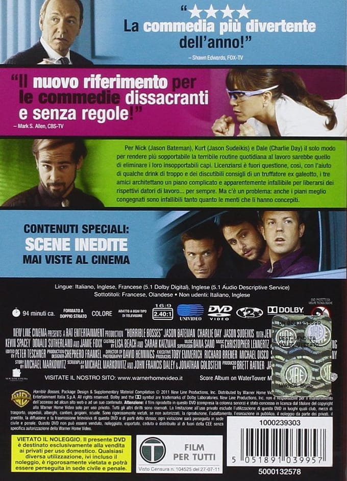 Warner Home Video Horrible Bosses DVD Engels, Frans, Italiaans