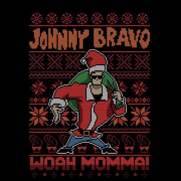 Johnny Bravo Kerstmis Dames T-Shirt - Zwart - S