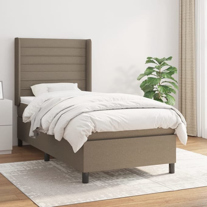 vidaXL - Boxspring - met - matras - stof - taupe - 100x200 - cm