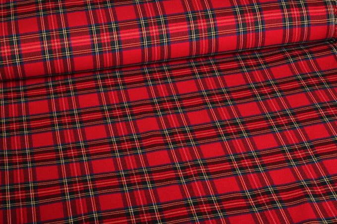 Schotse ruit 2 stretch rood 3 meter