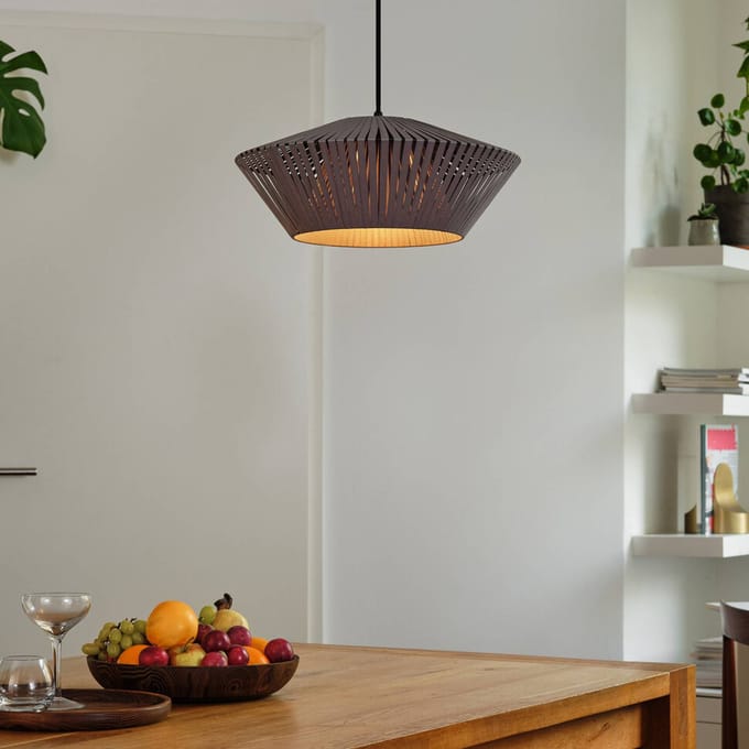 OSRAM DECOR Stripes Hanglamp E27 Grijs 405mm, Hanglamp gemaakt van staal en polyester met grote kap