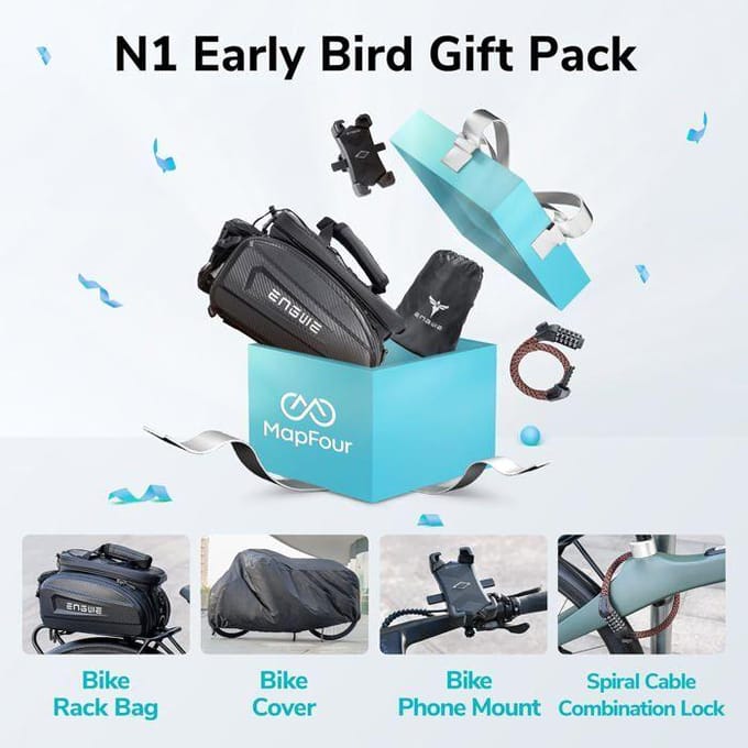Vélo électrique - ENGWE - N1 Pro - Cadre carbone monobloc - Moteur central 250W/80Nm - Autonomie 100 km gris