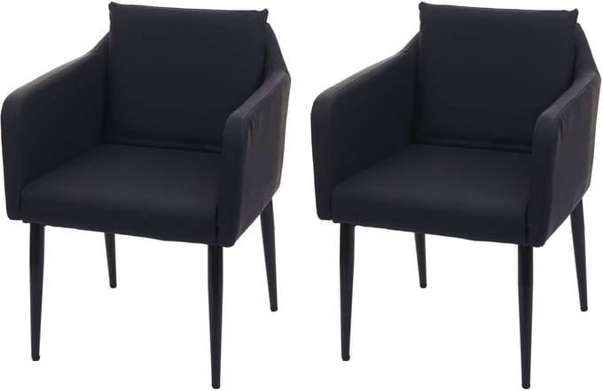 Set van 2 eetkamerstoelen MCW-H93, keukenstoel fauteuil stoel ~ kunstleer zwart