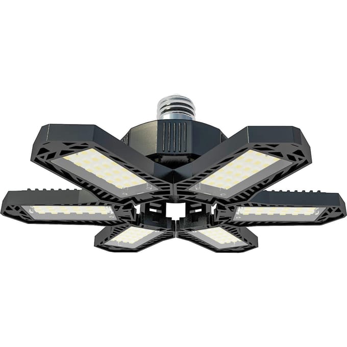 LED Garage Verlichting-Mini Plafondverlichting met 6 Verstelbare Panelen Vervormbare Ventilatorlamp Plafond 100-265V 1pc 6 panel zwart