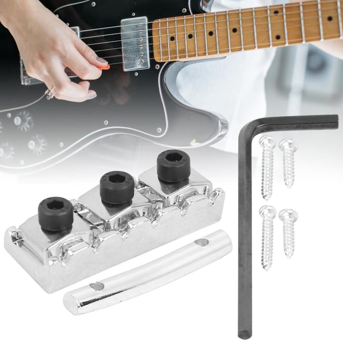 Elektrische Gitaar String Lock Moer met Headstock String Retainer Bar Schroef Zeskant Sleutel white