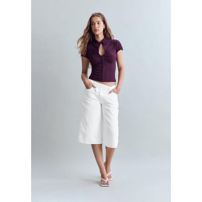Stradivarius Getailleerd overhemd met cut-out  Purper S