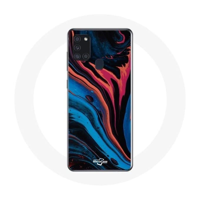 Samsung Galaxy A21S hoesje blauw Zwart rode abstracte textuurachtergrond