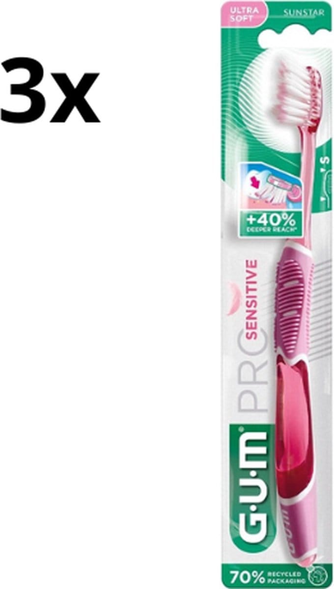 3x GUM Tandenborstel Pro Sensitive Ultra Soft - Voordeelverpakking