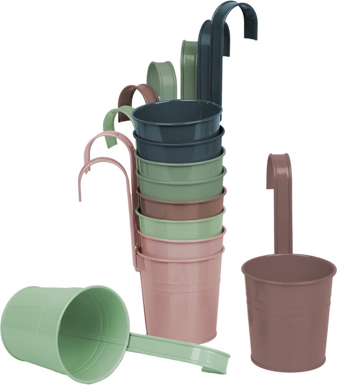 UNUS® Hangbloempot set van 10 met afneembare hengel 10 cm pastel multicolor