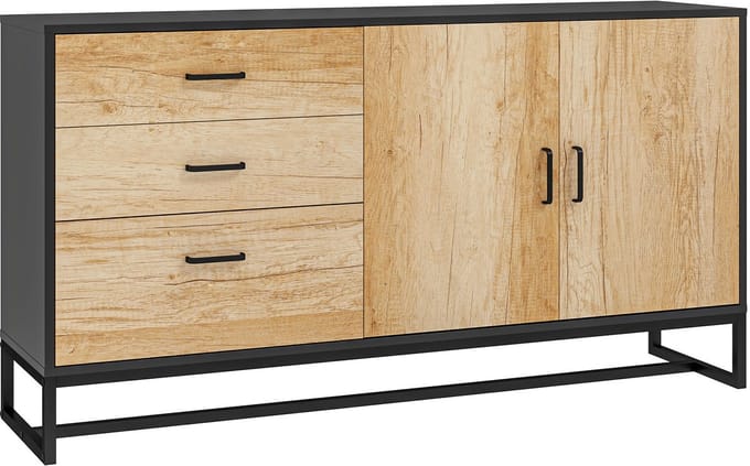 HOMCOM Dressoir - Spaanplaat - 140x35x75cm - Natuurlijk hout
