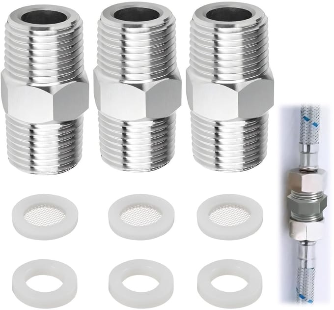 Dailygoods - Set van 3 Doucheslangverlengingen met Afdichtingen