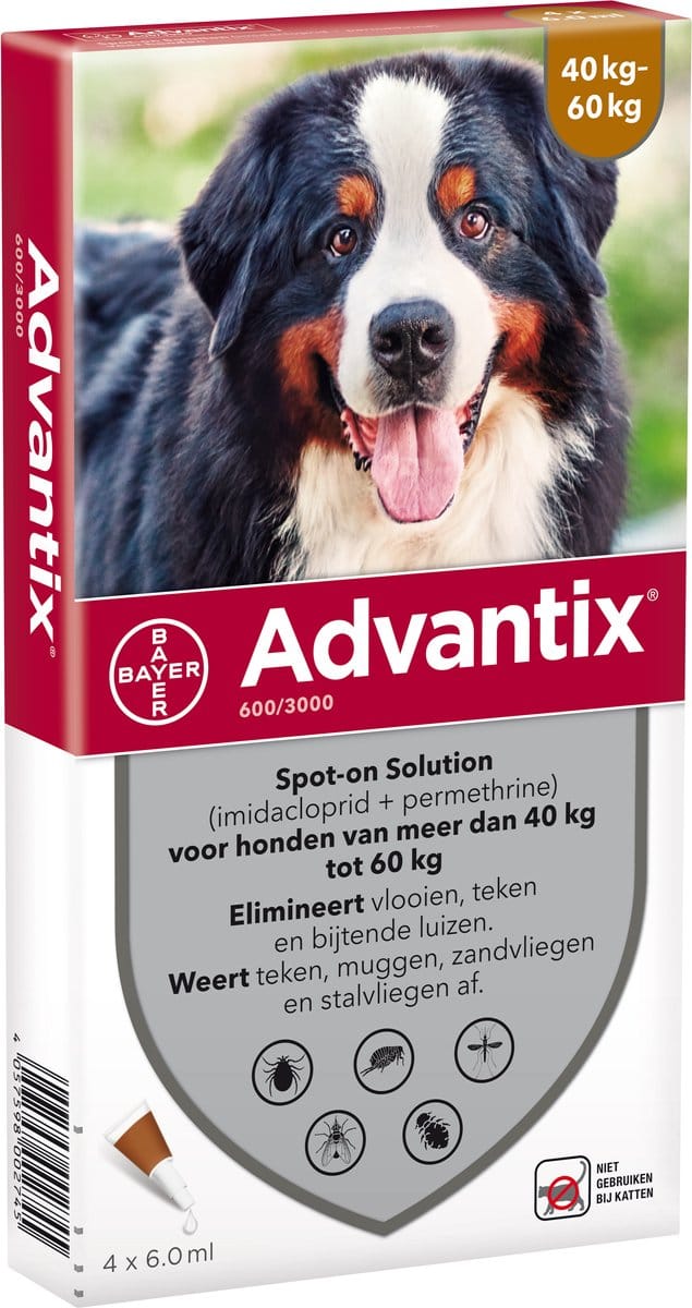 Bayer Advantix Vlooien & Teken Pipetten - Hond 40+ kg - 4 stuks
