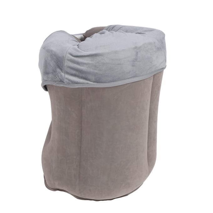 Opblaasbaar Nekkussen Grijs Multifunctioneel PVC Flocking Opblaasbaar Neksteunkussen voor Reizen gray