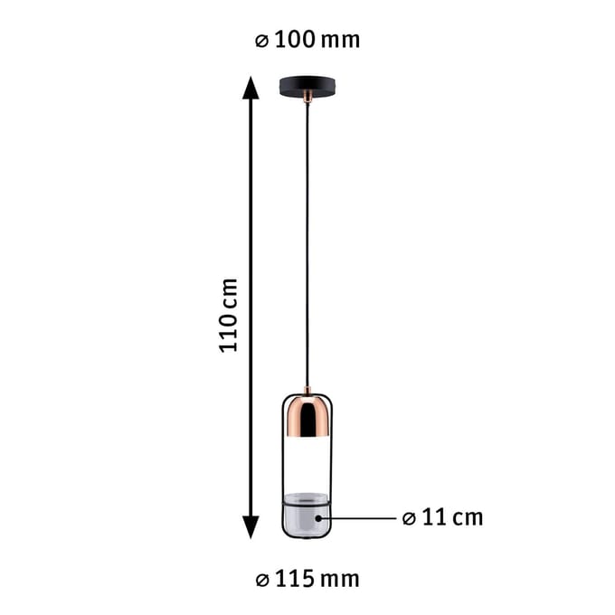 Paulmann Fanja 79749 Hanglamp Speciale lamp GU10 20 W Koper, Zwart